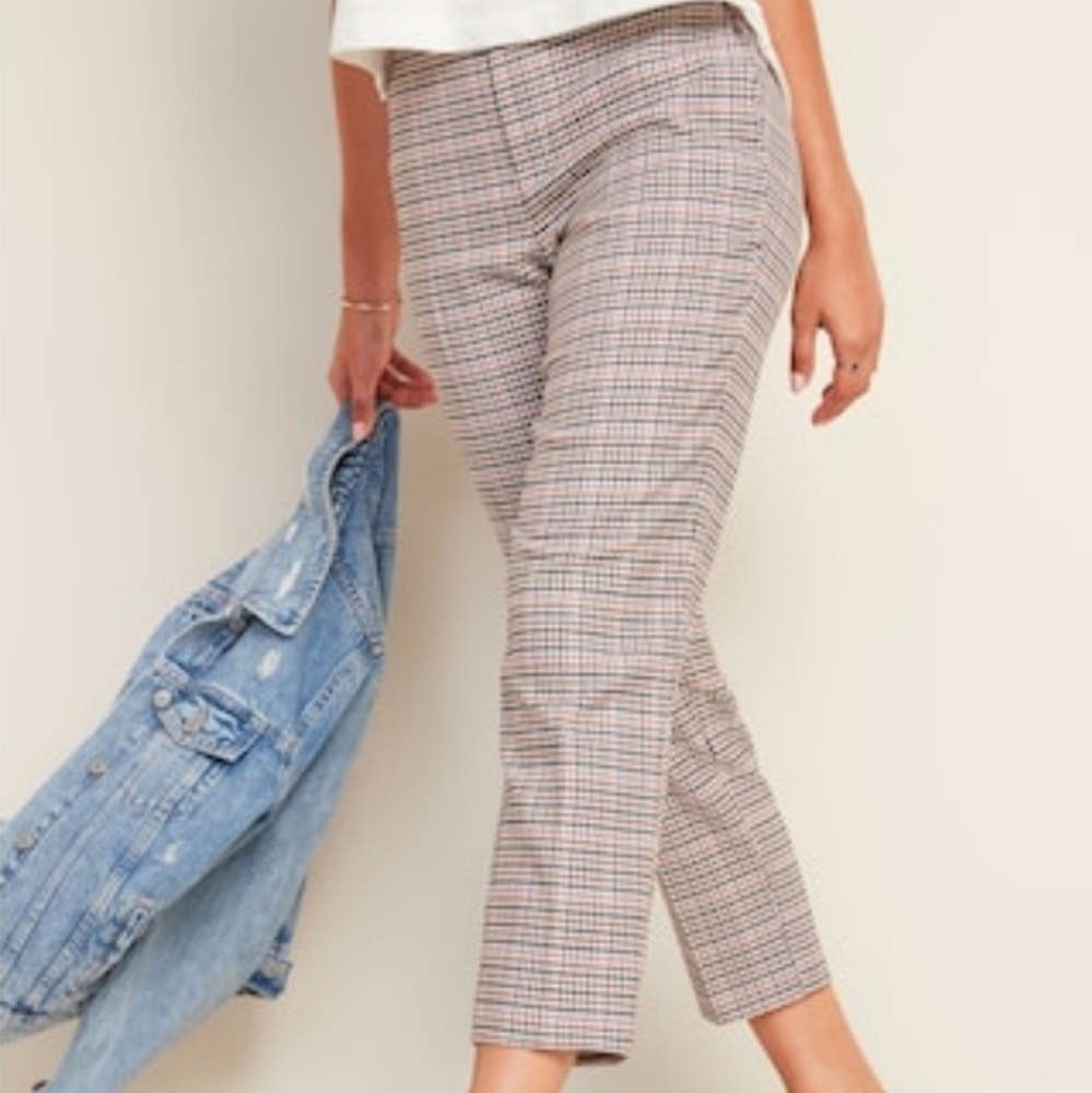 Old Navy Mid Rise Plaid Pants